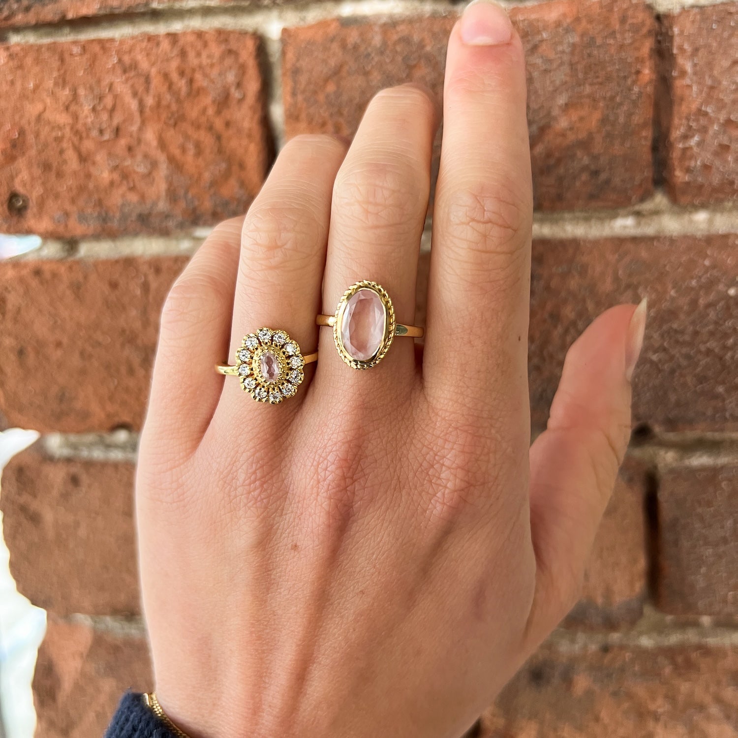 Kae Rose Quartz Flower ring